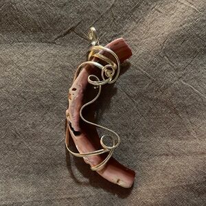 Artistic Pink Agate Wire Wrapped Pendant